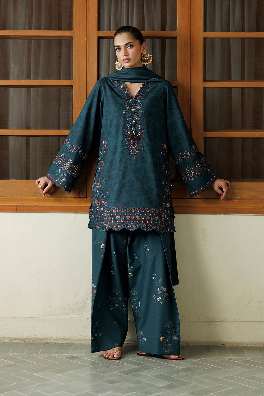 Embroidered Printed Viscose Linen By IZNIK
