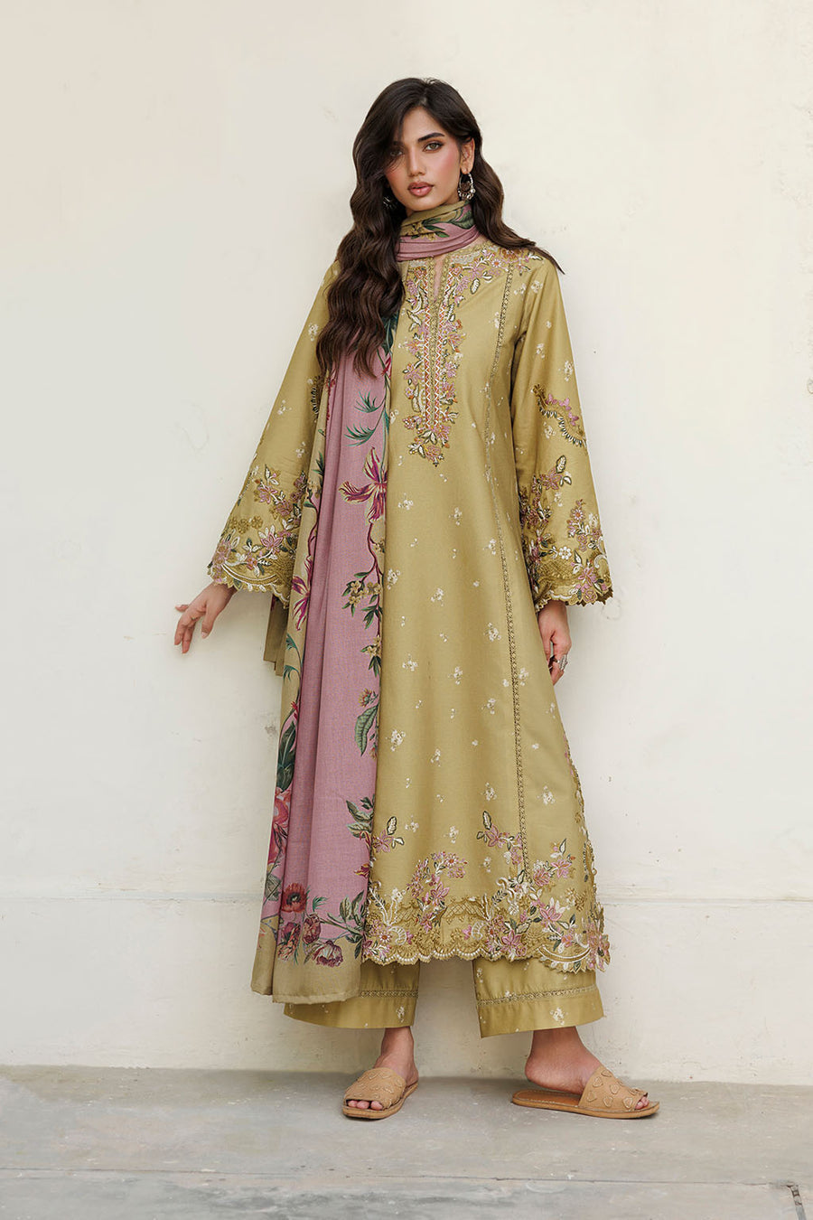 Embroidered Printed Viscose Linen By IZNIK