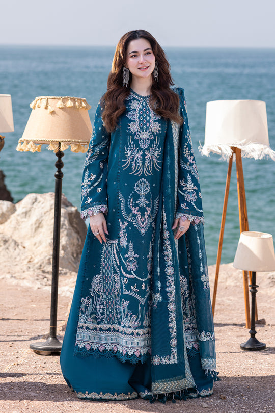 FP-16 KIRA | 3Pc Unstitched Luxury Lawn Collection Sahil Kinare By Qalamkar