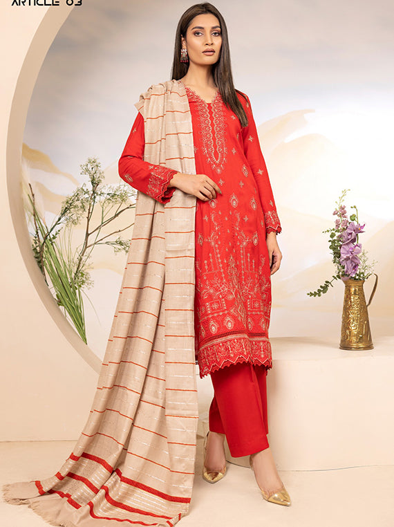 M-03 | 3Pc Unstitched Suit Winter Collection Dilkash Mumtaz By Manizay Dhanak