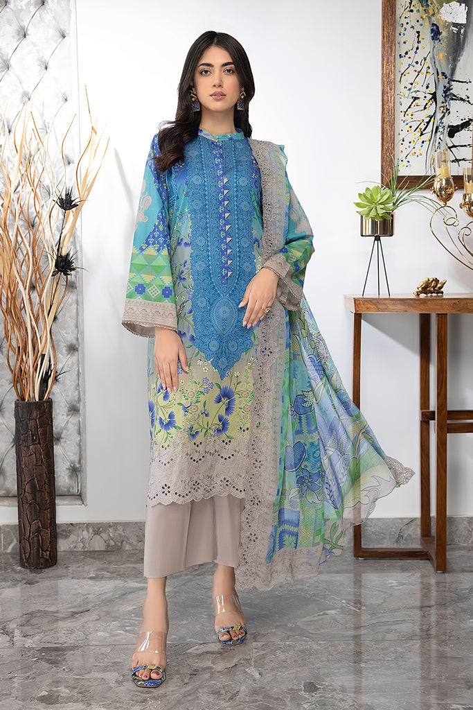 CCS4-24 | 3PC Unstitched Embroidered Lawn suit Combination By Charizma