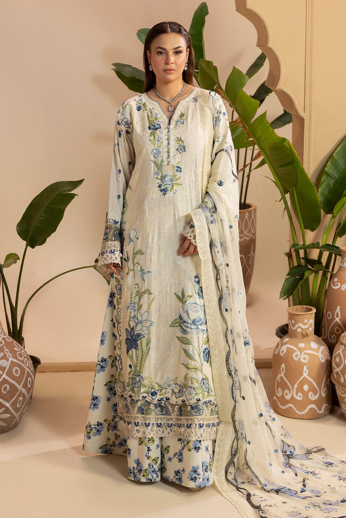 Embroidered Premium Viscose Front & Side Panels Gulkar By Raeesa Premium