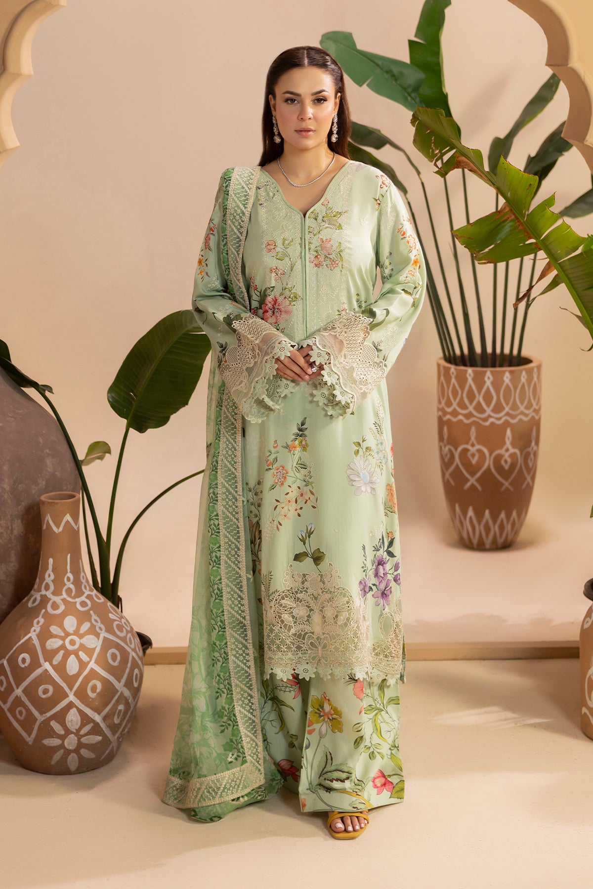 Digital Printed + Embroidered Premium Viscose Front Gulkar By Raeesa Premium