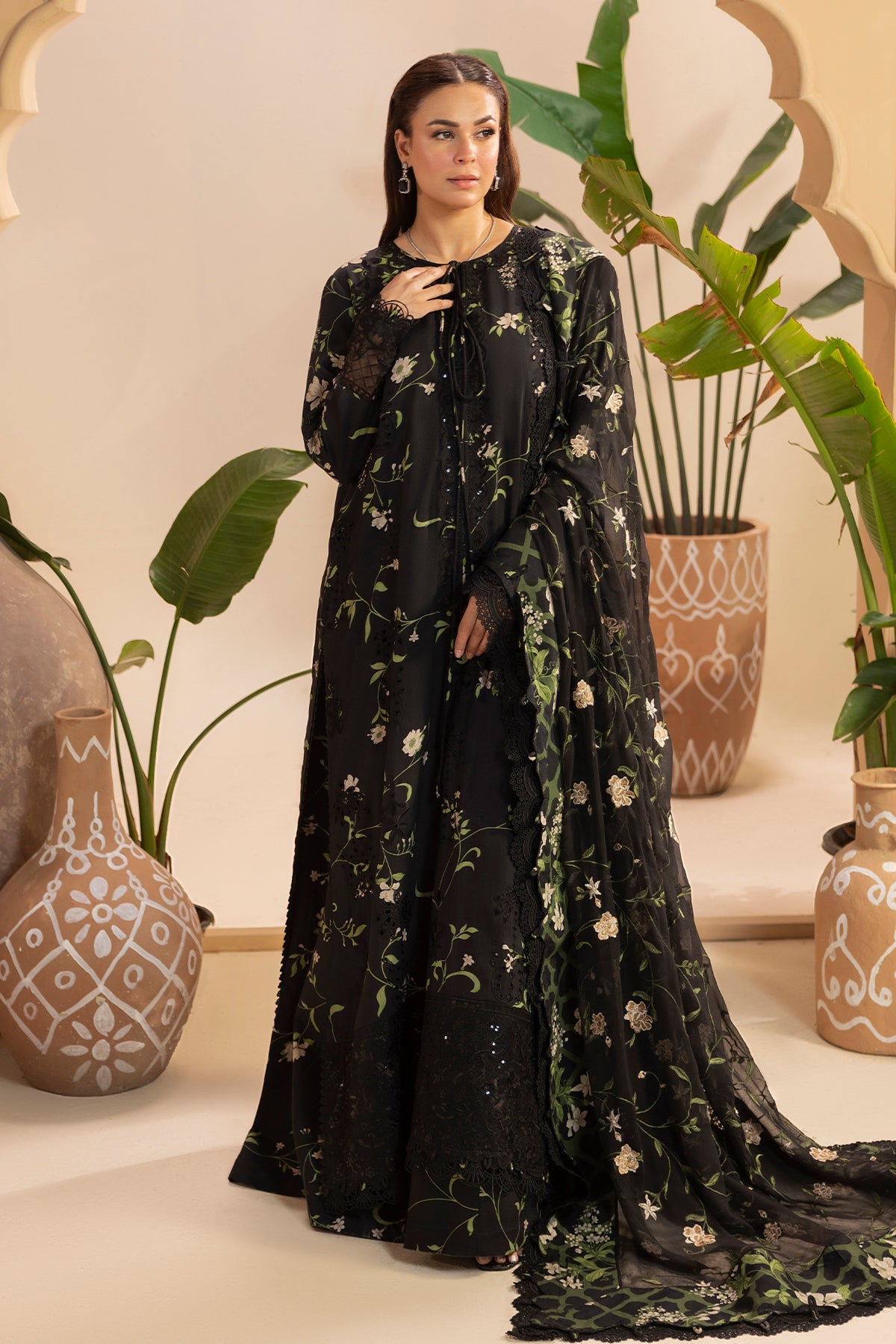 Digital Printed + Embroidered Premium Viscose Front Gulkar By Raeesa Premium