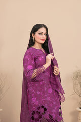 3-PC Stitched Embroidered Digital Printed Sarai By Tawakkal | D-3182