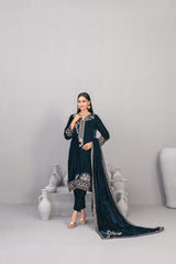 3-PC Unstitched Fancy Embroiedere Velvet Velvora By Tawakkal Fabrics | D-4922