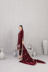 3-PC Unstitched Fancy Embroiedere Velvet Velvora By Tawakkal Fabrics | D-4923