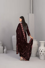 3-PC Unstitched Fancy Embroiedere Velvet Velvora By Tawakkal Fabrics | D-4921