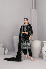 3-PC Unstitched Fancy Embroiedere Velvet Velvora By Tawakkal Fabrics | D-4927