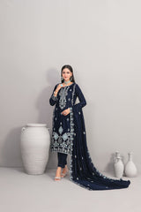 3-PC Unstitched Fancy Embroiedere Velvet Velvora By Tawakkal Fabrics | D-4928