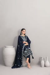 3-PC Unstitched Fancy Embroiedere Velvet Velvora By Tawakkal Fabrics | D-4928