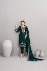 3-PC Unstitched Fancy Embroiedere Velvet Velvora By Tawakkal Fabrics | D-4925