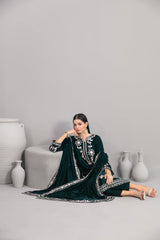 3-PC Unstitched Fancy Embroiedere Velvet Velvora By Tawakkal Fabrics | D-4925