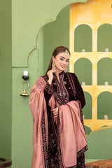 D-3692 | 3Pc Unstitched Suit Fancy Embroidered Velvet Collection Esmeray By Tawakkal Fabrics