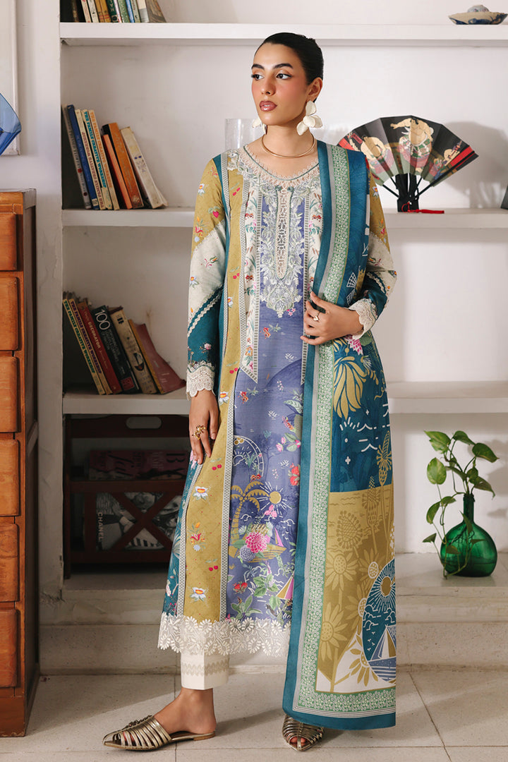 3-PC Unstitched Jacquard Weaved Digital Printed Qprints By Qalamakar | ALINA