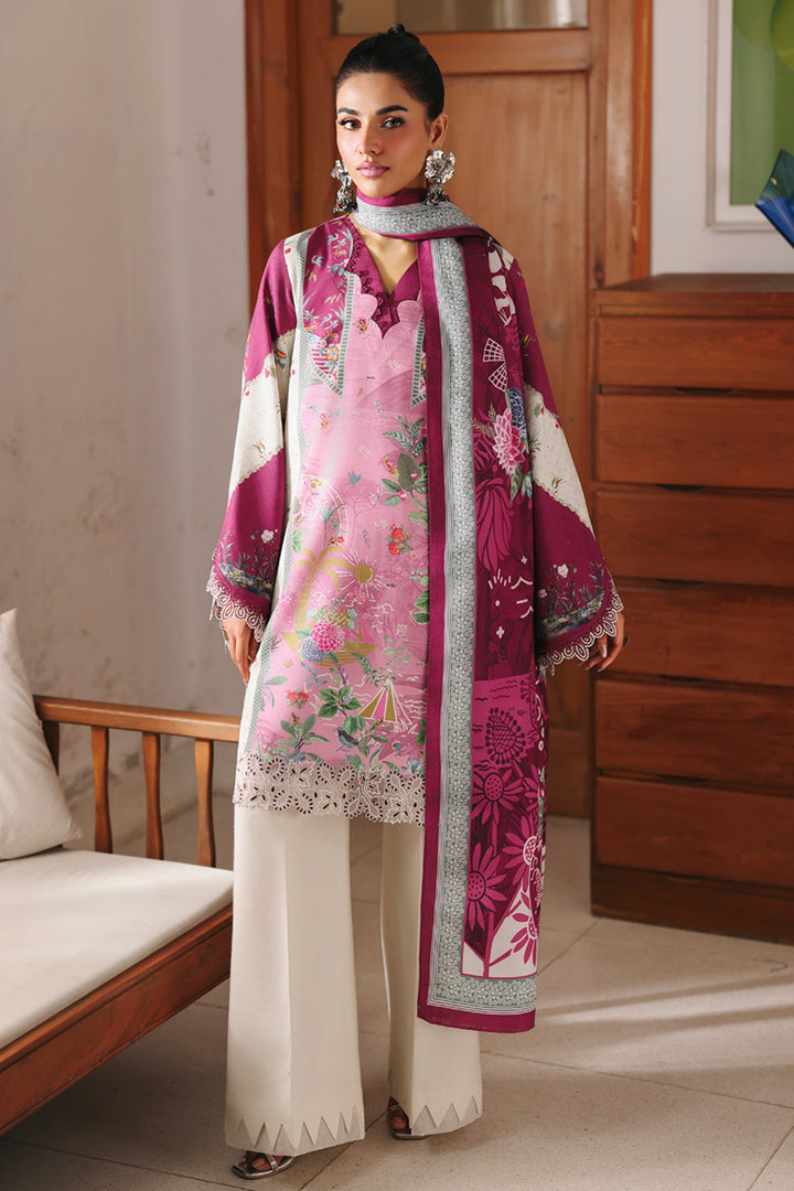 3-PC Unstitched Jacquard Weaved Digital Printed Qprints By Qalamakar | KENNA