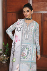 3-PC Unstitched Jacquard Weaved Digital Printed Qprints By Qalamakar | MARLA