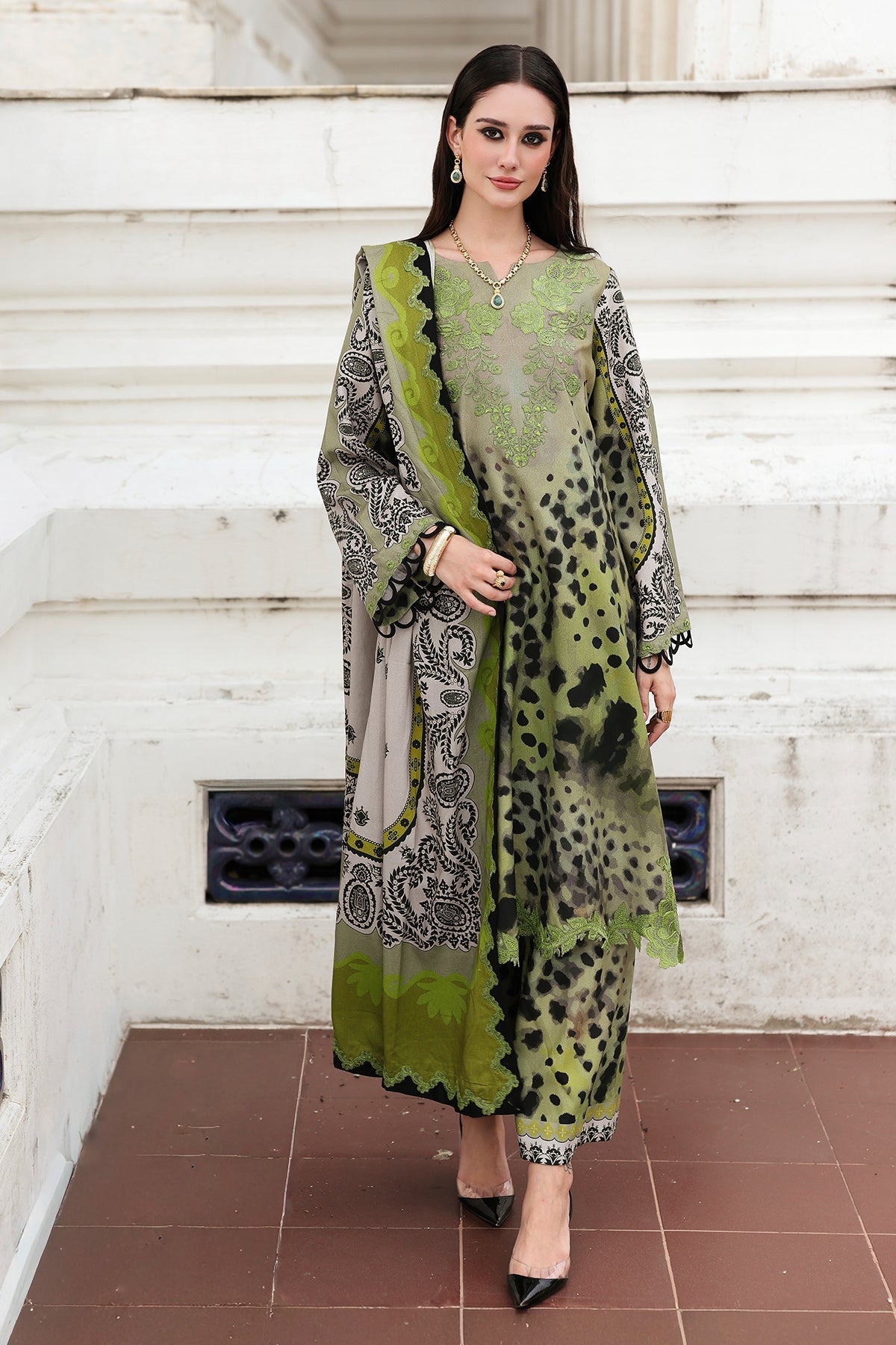 3-PC Unstitched Embroidered Printed Linen By Charizma | CCW6-10