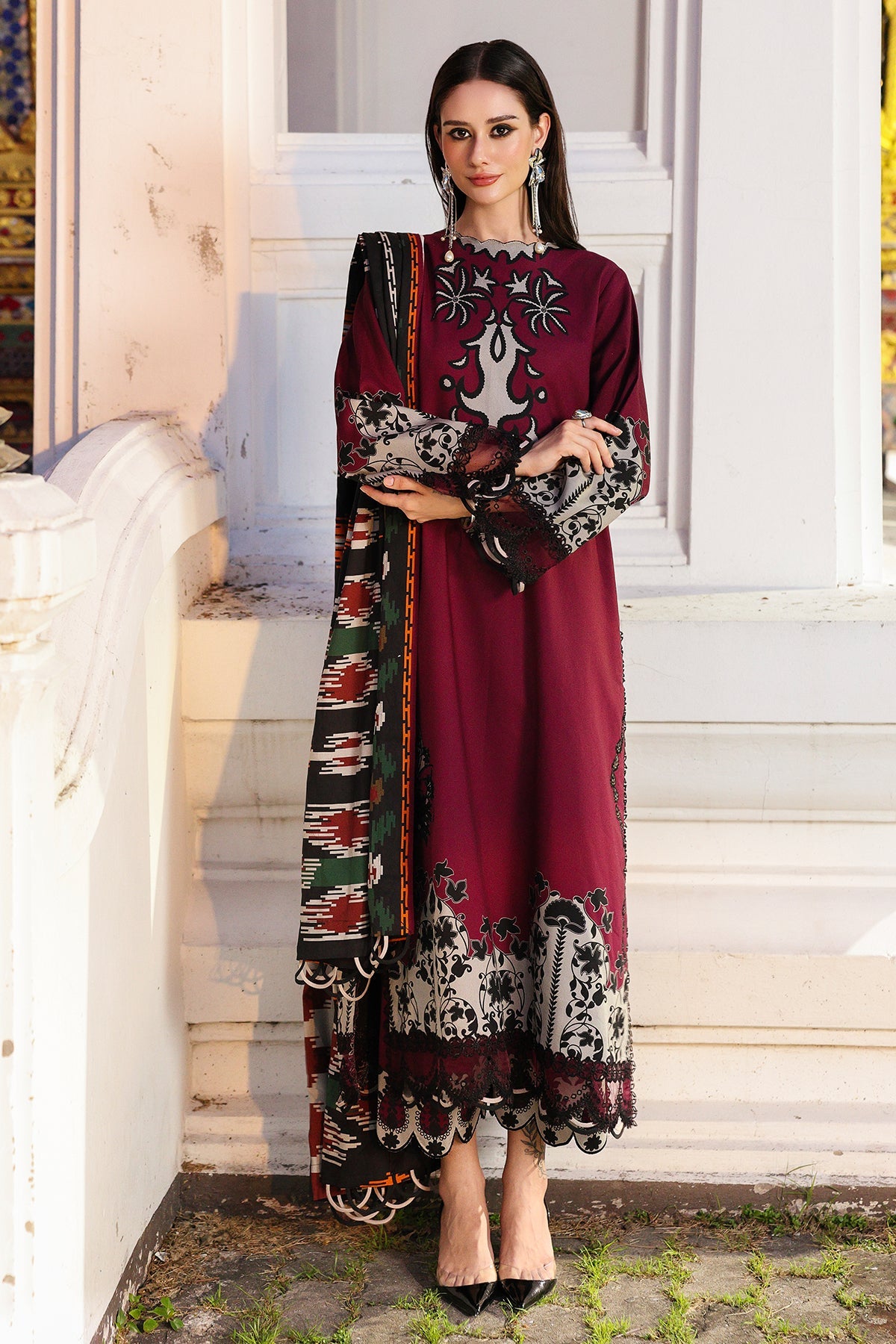 3-PC Unstitched Embroidered Printed Linen By Charizma | CCW6-05