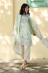 3-PC Unstitched Digital Printed Lawn Qprints By Qalamkar | ASHA