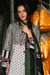 3-PC Unstitched Embroidered Printed Linen By Charizma | CCW6-08