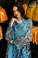 3-PC Unstitched Embroidered Printed Linen By Charizma | CCW6-02