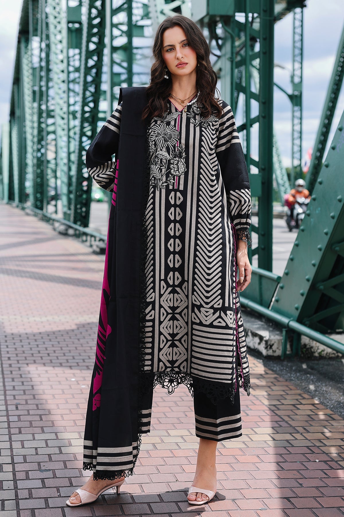 3-PC Unstitched Embroidered Printed Linen By Charizma | CCW6-01