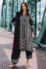 3-PC Unstitched Embroidered Printed Linen By Charizma | CCW6-01