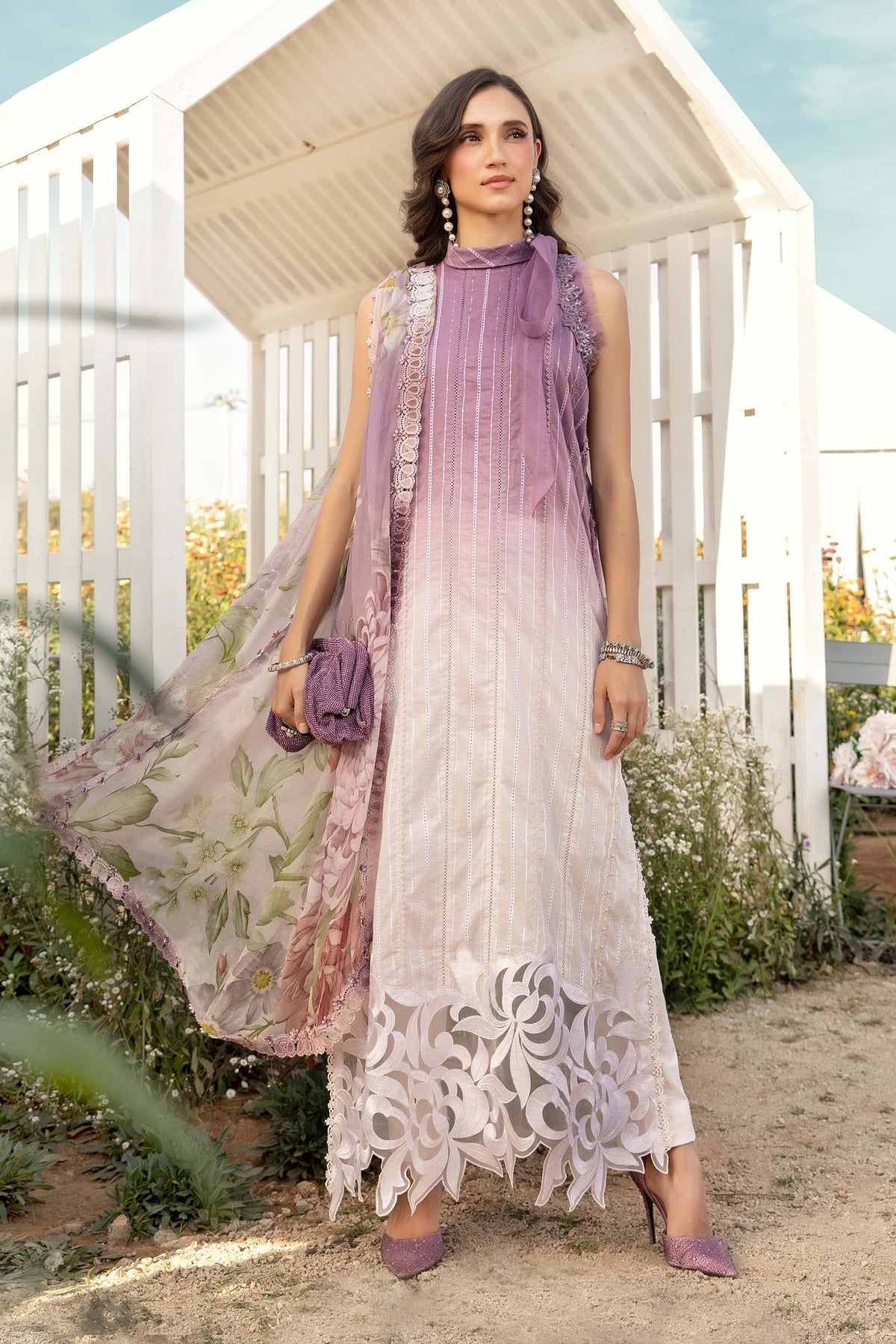 MPT-2506-B | 3Pc Unstitched Suit Printed Lawn Spring Summer 25 M Print By Maria B