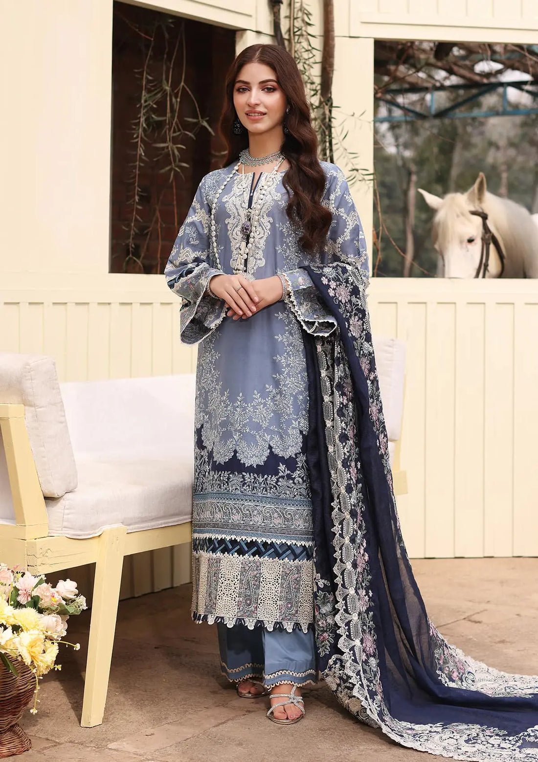 KFL-04 KINZA | 3PC Unstitched Festive Lawn By Kahf Premium