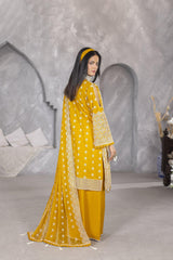 4-PC Unstitched Lawn Embroidery Sequence Shirt Crinkle Embroidered Dupatta |  WL-1418