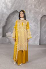4-PC Unstitched Lawn Embroidery Sequence Shirt Crinkle Embroidered Dupatta |  WL-1418
