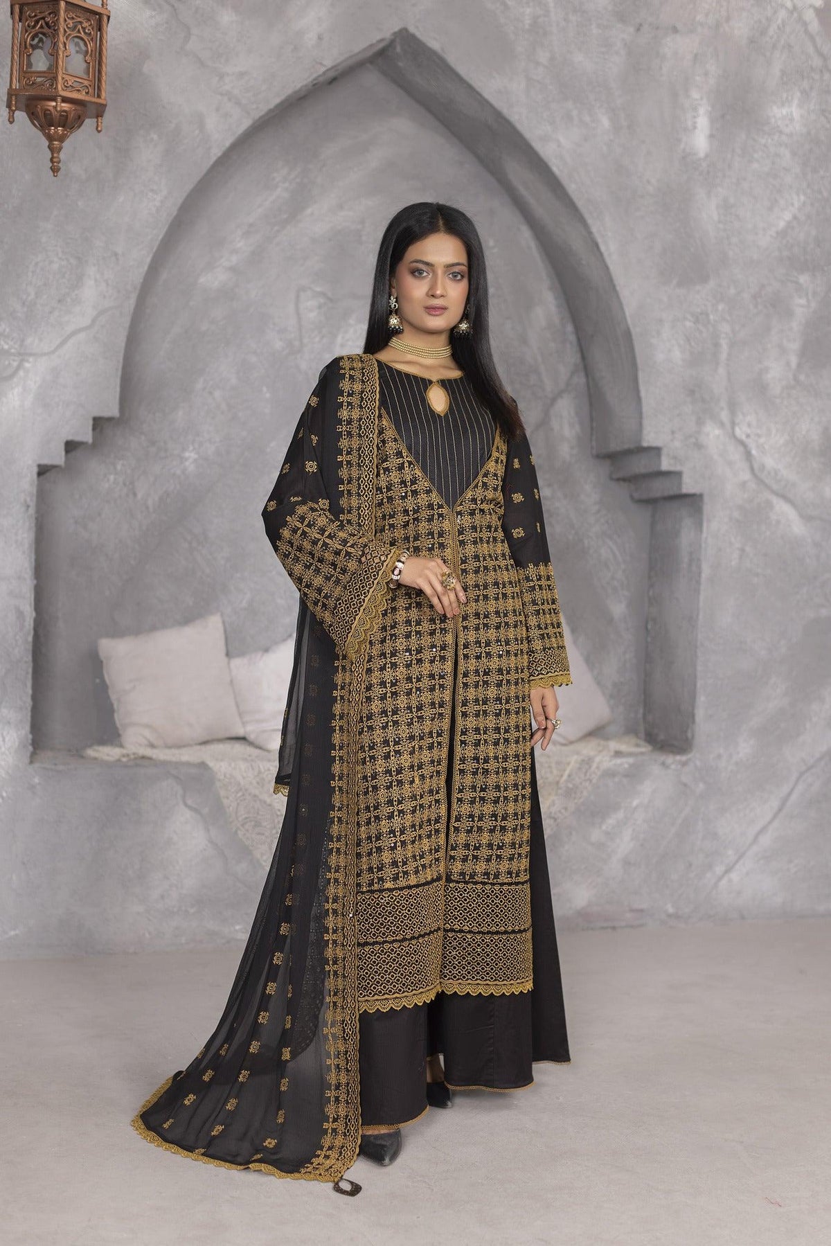 4-PC Unstitched Lawn Embroidery Sequence Shirt Crinkle Embroidered Dupatta |WL-143