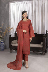 4-PC Unstitched Lawn Embroidery Sequence Shirt Crinkle Embroidered Dupatta | WL-147