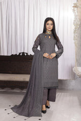 4-PC Unstitched Lawn Embroidery Sequence Shirt Crinkle Embroidered Dupatta | WL-150