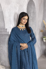 4-PC Unstitched Lawn Embroidery Sequence Shirt Crinkle Embroidered Dupatta | WL-149