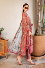 MPT-2508-A | 3Pc Unstitched Suit Printed Lawn Spring Summer 25 M Print By Maria B