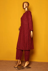 KC-09 Khaddar 2piece Stitched Maroon - Ready to wear