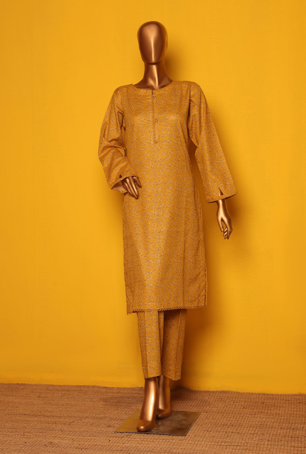 KC-09 Khaddar 2piece Stitched Mustard - Ready to wear