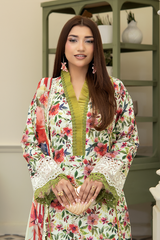 3-PC Unsttiched Embroidered Printed Lawn Neraya By Johra | JS-593
