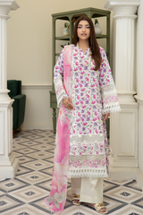 3-PC Unsttiched Embroidered Printed Lawn Neraya By Johra | JS-597