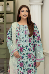 3-PC Unsttiched Embroidered Printed Lawn Neraya By Johra | JS-596