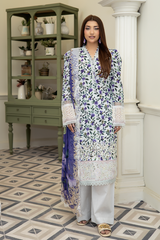 3-PC Unsttiched Embroidered Printed Lawn Neraya By Johra | JS-598