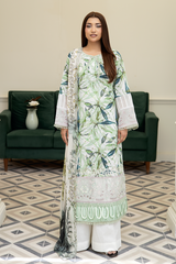 3-PC Unsttiched Embroidered Printed Lawn Zoya By Johra | JS-602