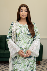 3-PC Unsttiched Embroidered Printed Lawn Zoya By Johra | JS-602