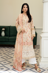 3-PC Unsttiched Embroidered Printed Lawn Zoya By Johra | JS-601