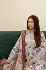 3-PC Unsttiched Embroidered Printed Lawn Zoya By Johra | JS-604