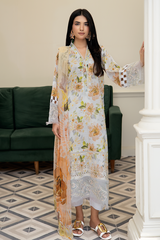 3-PC Unsttiched Embroidered Printed Lawn Zoya By Johra | JS-606
