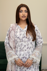 3-PC Unsttiched Embroidered Printed Lawn Zoya By Johra | JS-608