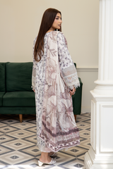 3-PC Unsttiched Embroidered Printed Lawn Zoya By Johra | JS-608